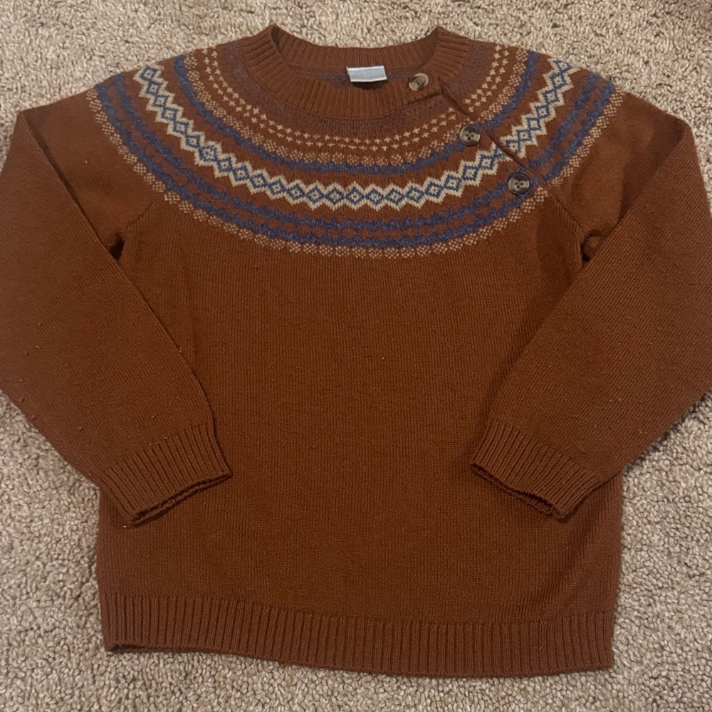 Edgehill Collection kids Rust and Blue Crewneck Sweater